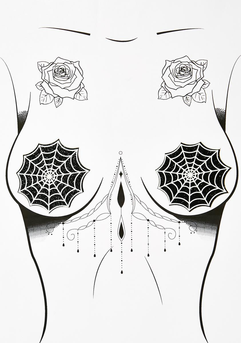 Blacklight Spider Web Glitter Pasties
