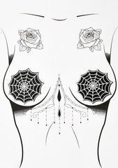 Blacklight Spider Web Glitter Pasties