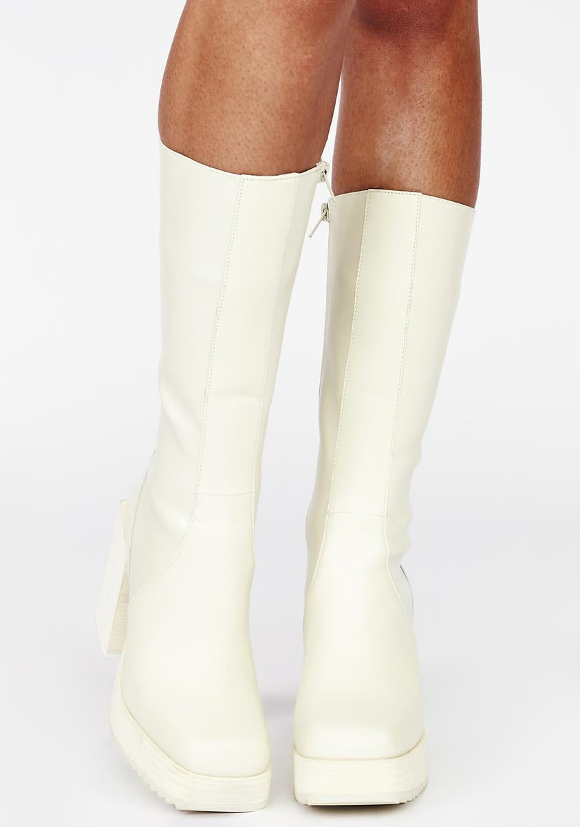 Filter Leather Squared Toe Platform Boots
