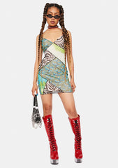 Love Fusion Patchwork Mini Dress