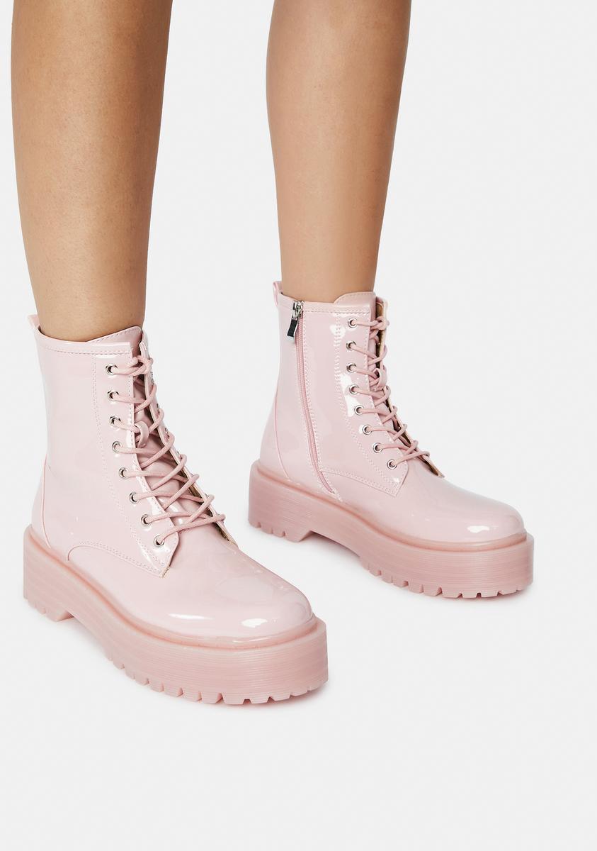 Blush Possy Lace Up Ankle Boots