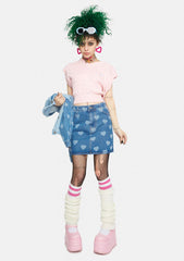 Heart Contrast Mini Skirt