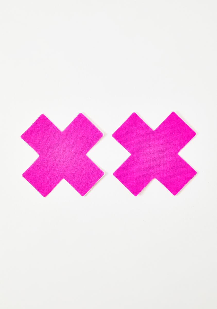 Neon Pink Cross Pasties