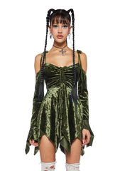 F is For Fairies Handkerchief Dress - Olive Velvet