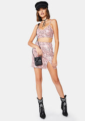 Pink Snake Wren Mini Skirt
